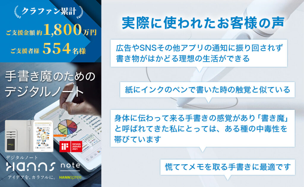 手書き派のためのカラフルデジタルノート: Hannsnote | TOTAL TRADE JAPAN